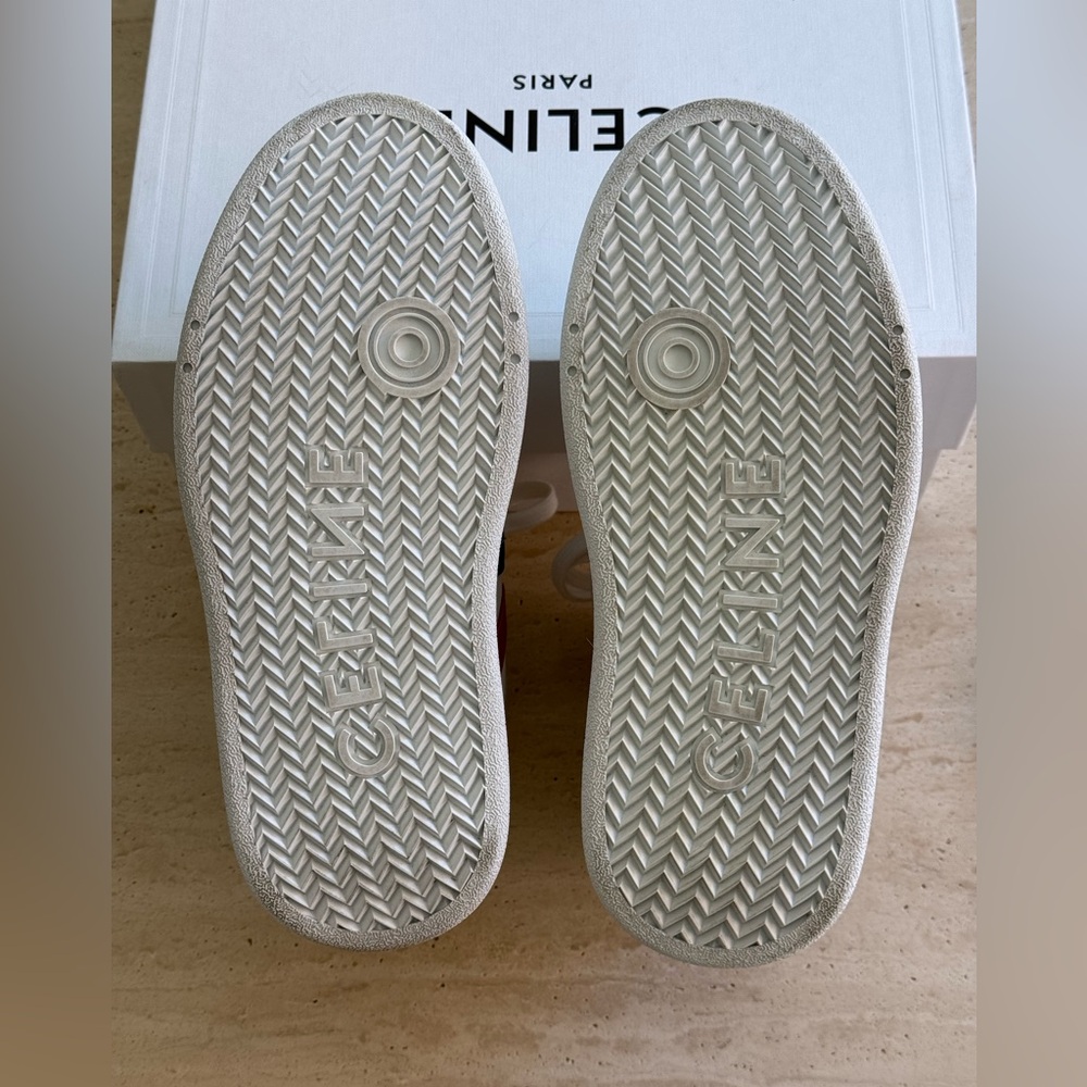 New Celine Mid Lace-up White Calf Skin Sneakers Size:37 - Picture 8 of 16